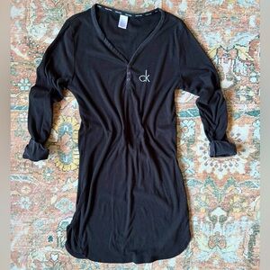 🌿🦋 Calvin Klein Sleepwear Henley Ribbed Sleep Shirt